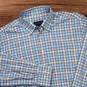Scott Barber Men’s Check Pattern Long Sleeve Dress Shirt. Regular Fit. Medium.